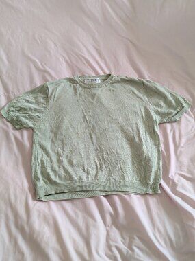 August Silk Green Short Sleeve Knit Top L
